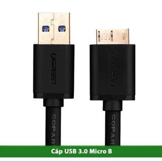 Cáp USB 3.0 Micro-B dẹt mỏng dùng cho Ổ cứng di động, Samsung NOT-3/S5 loại ngắn 1 mét UGREEN 10809 (màu đen)
