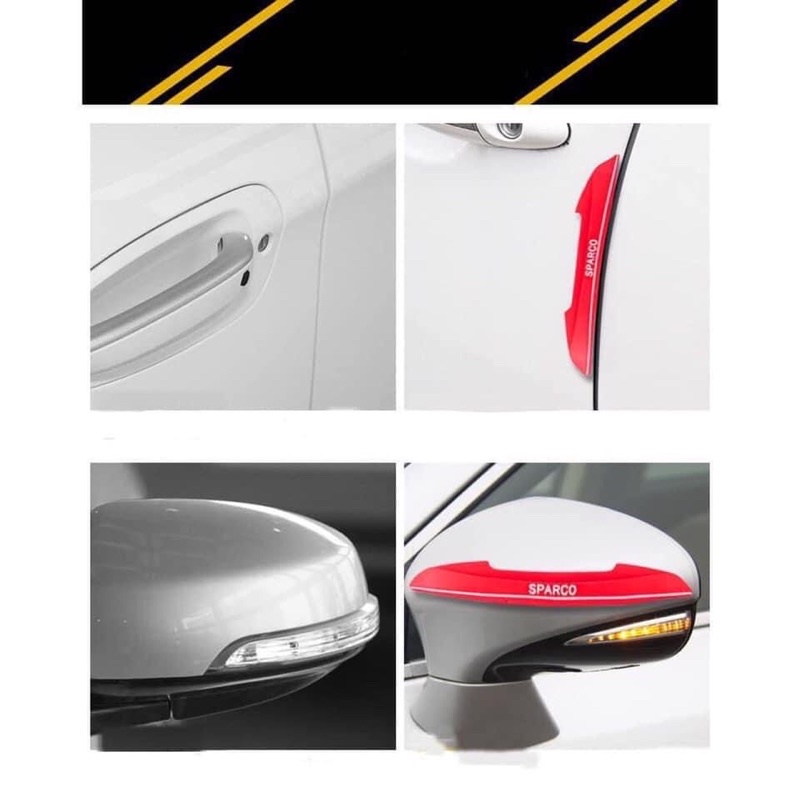 Bộ 4 miếng dán chống xước cánh cửa Sparco cho xe ô tô đủ các màu - chống va đập cửa spaco