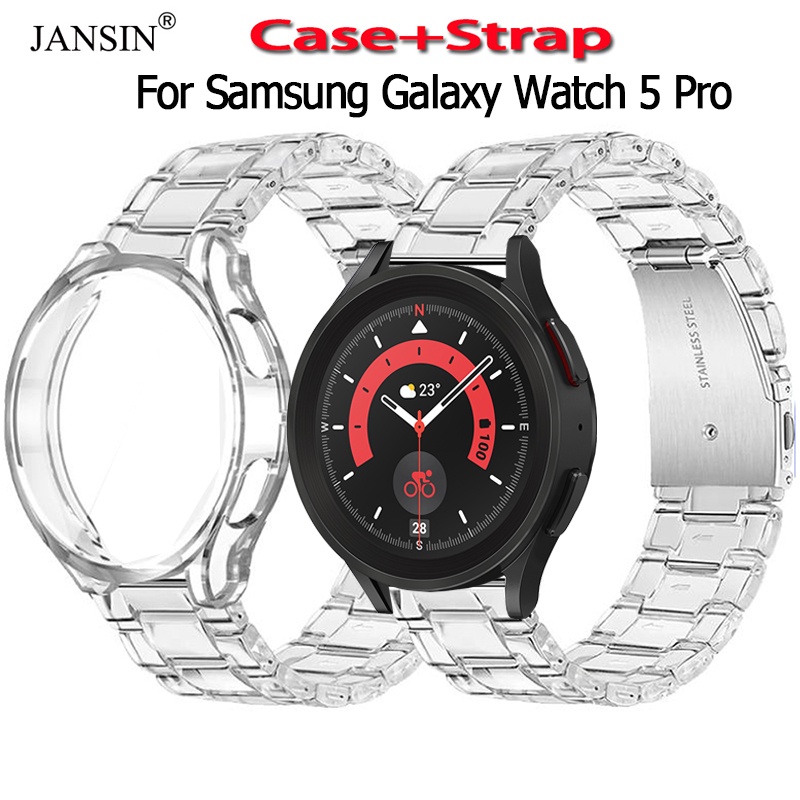 Jansin Ốp Bảo Vệ + Dây Đeo Bằng Nhựa Trong Suốt Cho Đồng Hồ Thông Minh samsung galaxy watch 5 pro 45mm