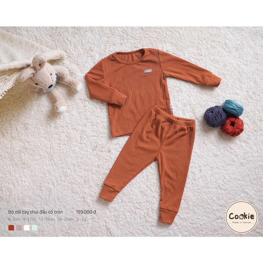 XẢ KHO  Bộ dài tay chui đầu cổ tròn cotton tăm dày - COOKIE