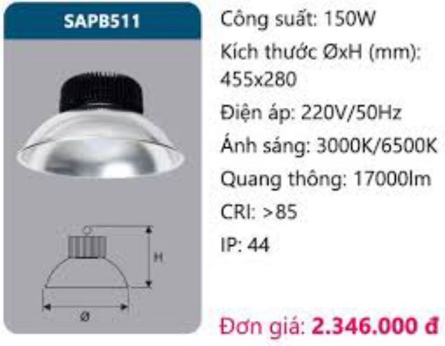 Đèn Led nhà xưởng 150W SAPB511 Duhal