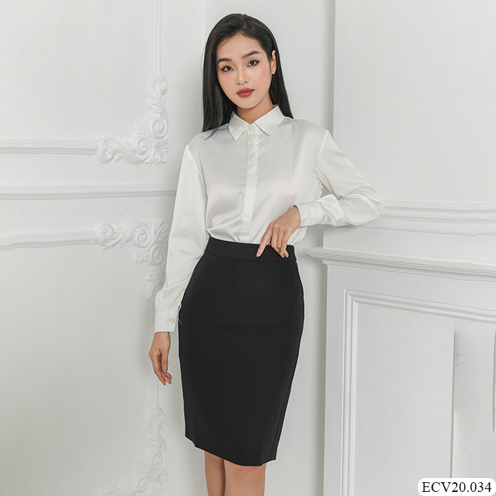 [Thiết kế mới 2021] Chân Váy Bút Chì Lưng Cao Eli, Dáng ôm công sở dài ngang gối ECV20.034