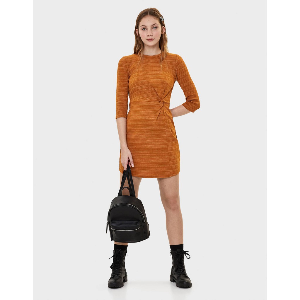 Đầm body xoắn nút sọc ngang Bershka auth sz S