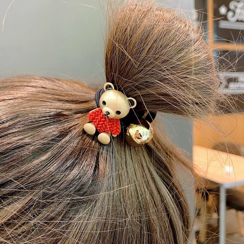 Dây Buộc Tóc Cao Su Co Giãn Tốt In Hình Gấu Hoạt Hình Dễ Thương Phong Cách Hàn Quốc Cho Nữ