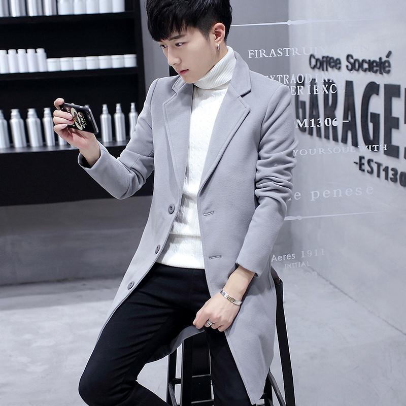 Áo Khoác Blazer Len Dáng Dài Thời Trang Thanh Lịch Cho Nam