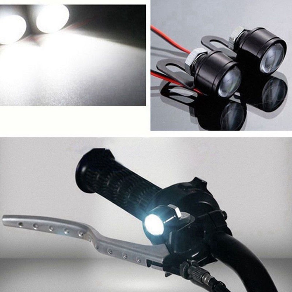 Set 2 Đèn Pha Led Ánh Sáng Trắng Gắn Tay Lái Xe Mô Tô