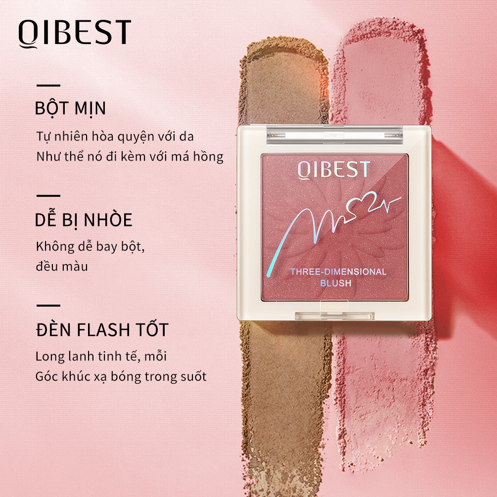 Phấn Má Hồng Kiêm Phấn Phủ Che Khuyết Điểm QIBEST 5 màu 45g Trang Điểm Tự Nhiên | BigBuy360 - bigbuy360.vn
