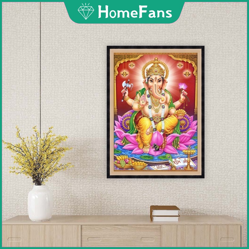 Bộ Tranh Đính Đá 5D Tự Làm 40x50cm/50x60cm Hình Thần Voi Độc Đáo