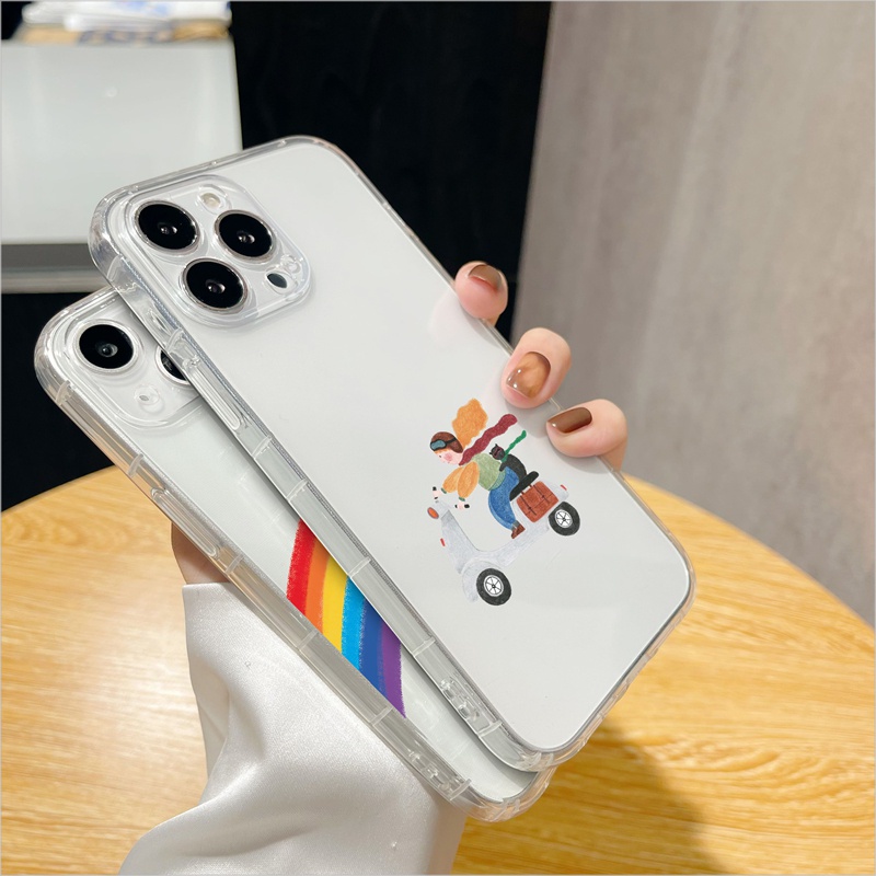Ốp lưng iphone Ốp điện thoại Suntaiho TPU trong suốt in hình cầu vồng thích hợp cho iPhone 13 12 11 X Xs XR Pro Max 8 7 Plus 6 6s