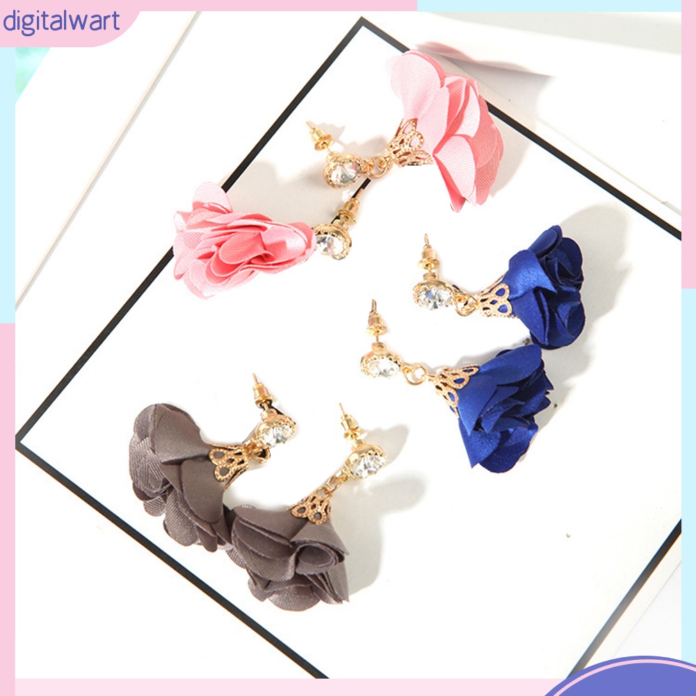 Đôi bông tai hình hoa trang trí đính đá thời trang cho nữ