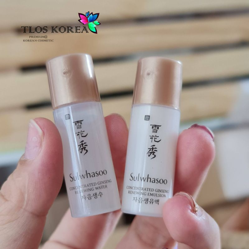 Cặp nước hoa hồng + sữa dưỡng nhân sâm chống lão hóa Sulwhasoo Concentrated Ginseng Renewing Water 5ml.