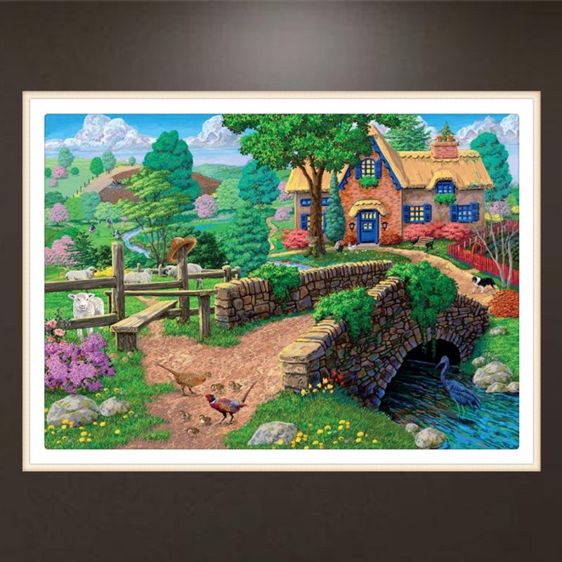 Bộ Tranh Đính Đá 5D Họa Tiết Làng Quê Độc Đáo DIY Dùng Trang Trí Nhà Cửa