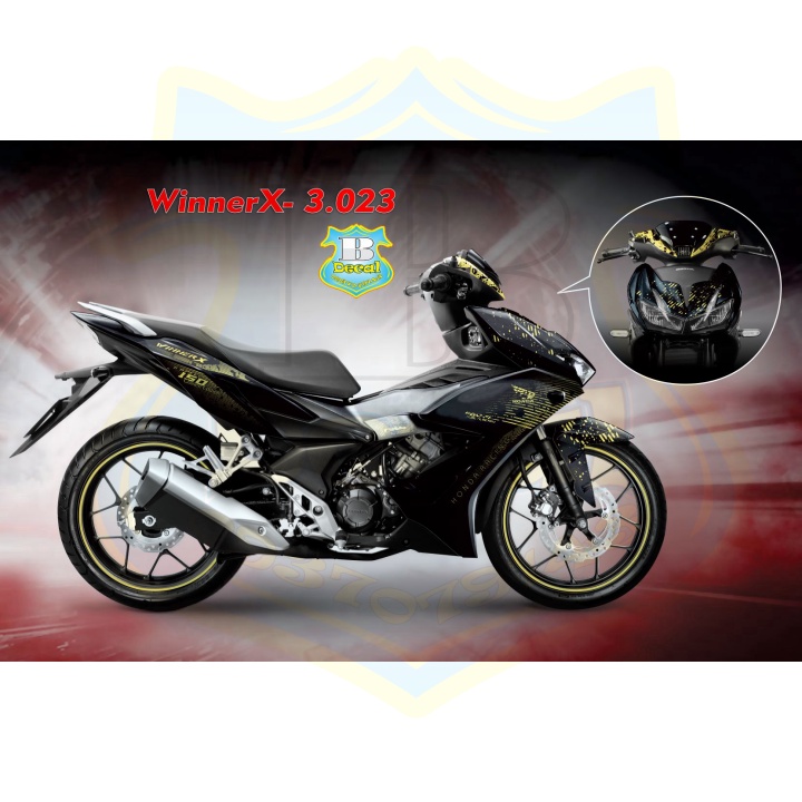 ( Quí khách vui lòng mang ra tiệm cho thợ dán ) Tem winner X 3023 đen