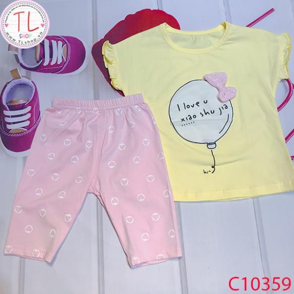 Thời trang trẻ em - Bộ áo quần thun lửng cho bé gái hình bong bóng - Quần áo bé gái - Bộ bé gái