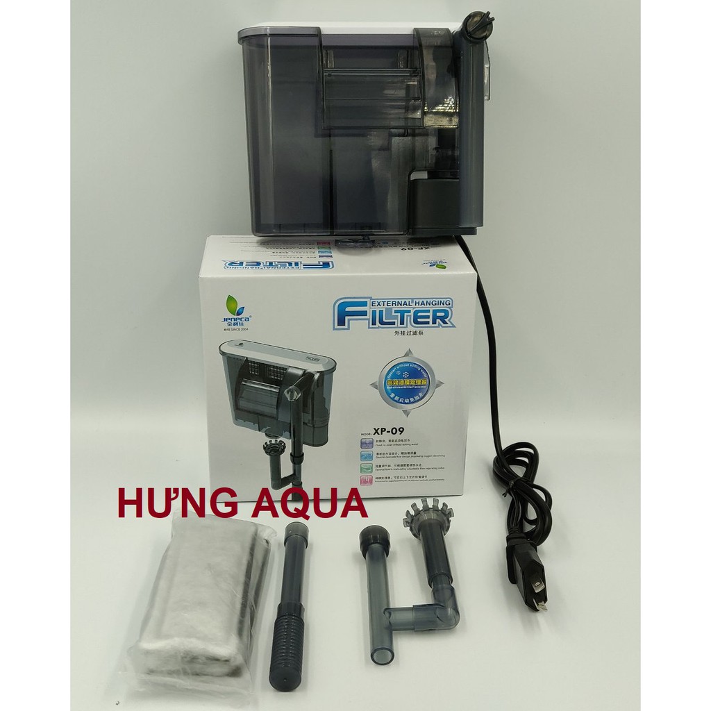 Lọc thác - Lọc thác bể cá Jeneca XP-09 3.5W - Máy lọc thác bể cá cảnh, bể thủy sinh 2 ngăn kèm lọc váng cho bể 30cm-50cm