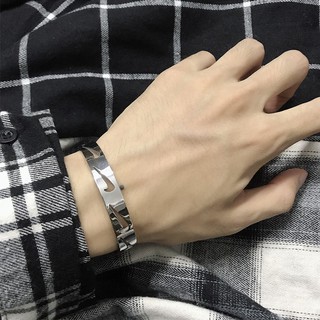 Vòng Tay Thép Titan Kiểu Hip-Hop Đơn Giản Sáng Tạo Cho Các Cặp Đôi