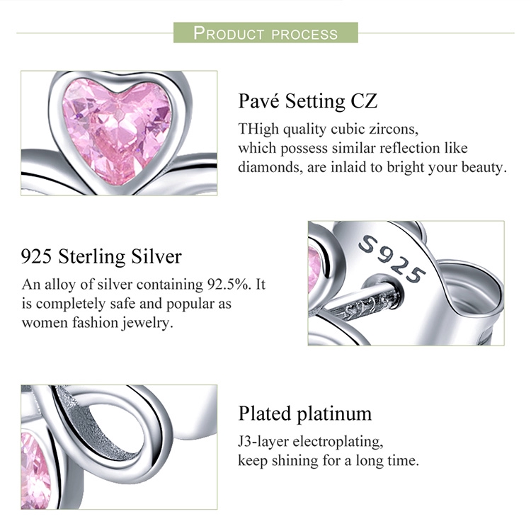 Khuyên tai Bamoer bằng bạc 925 đính kim cương nhân tạo thời trang cho nữ