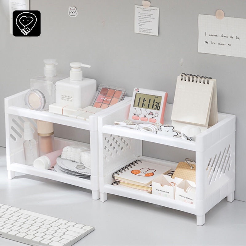 Kệ nhựa 2 tầng chữ nhật để bàn đa năng