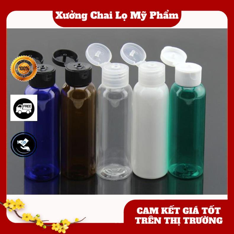 Chai nhựa pet nắp bật xanh dương 100ml chiết mỹ phẩm , phụ kiện du lịch