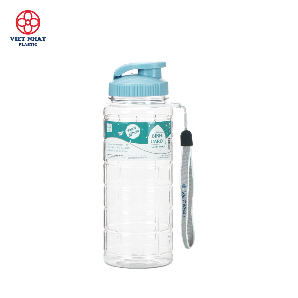 Bình Nước Caro 750ml 0098, Bình Nước Thể Thao Có Dây Treo Cao Cấp Việt Nhật