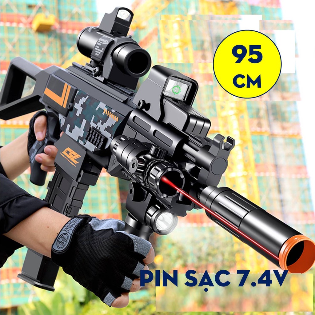 Đồ Chơi Trẻ Em SUNG Nerf Nhựa ABS Liên Thanh Pin Sạc 7.4V CSL Kèm Que Xốp