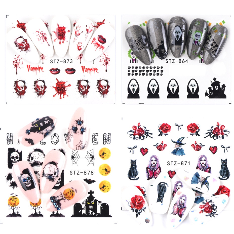 Nhãn dán trang trí móng tay phong cách halloween 2021 xinh xắn