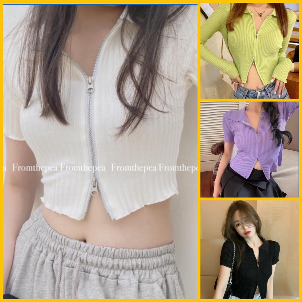 ÁO nữ croptop DÂY KÉO HAI CHIỀU | áo kiểu dây kéo | BigBuy360 - bigbuy360.vn