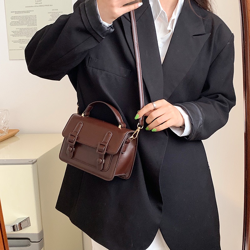Túi Xách JASMIN NOIR Da PU Dáng Vuông Nhỏ Cài Khóa Kiểu Retro Dễ Thương Cho Nữ
