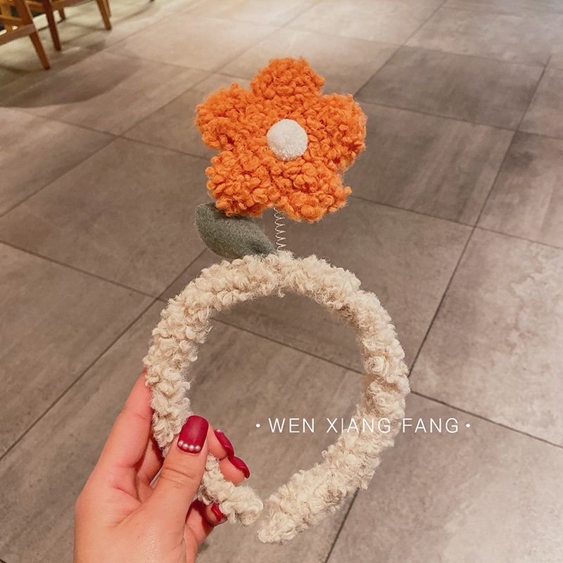 Băng Đô Rửa Mặt Bằng Lông Cừu Đính Hoa Dễ Thương Sáng Tạo Cho Nữ