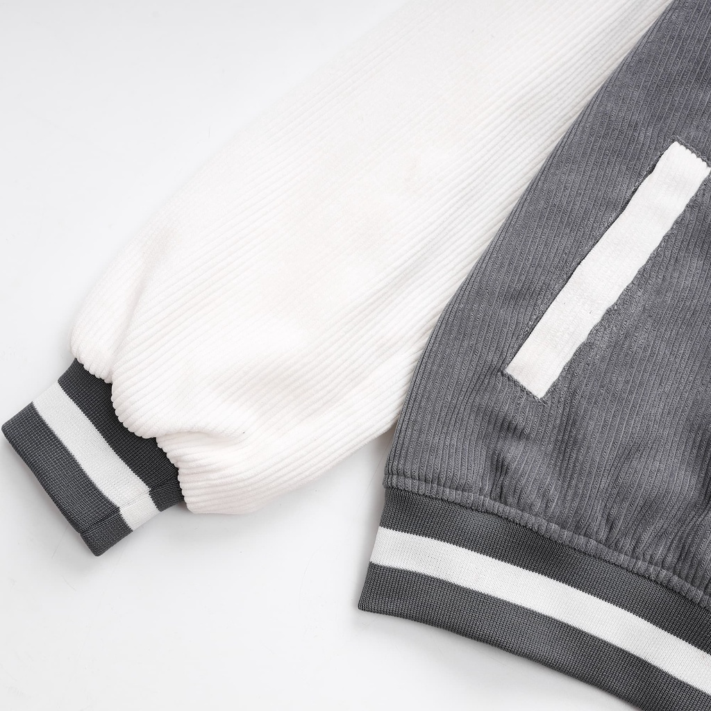 Áo Khoác Nam Nữ Nhung Tăm Jacket Varsity Graffiti King Brand V2 Màu Xám