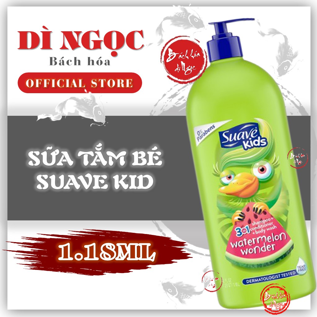 [USA] SỮA TẮM GỘI XẢ SUAVE KIDS 532ML AN TOÀN VÀ DỊU NHẸ VỚI LÀN DA BÉ - HƯƠNG DƯA HẤU, DỪA VÀ TÁO