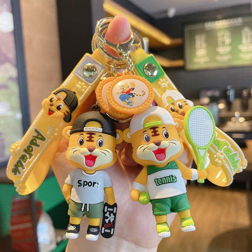 Móc Chìa Khóa Thể Thao Hình Hổ / Bánh Donut Dễ Thương Sáng Tạo