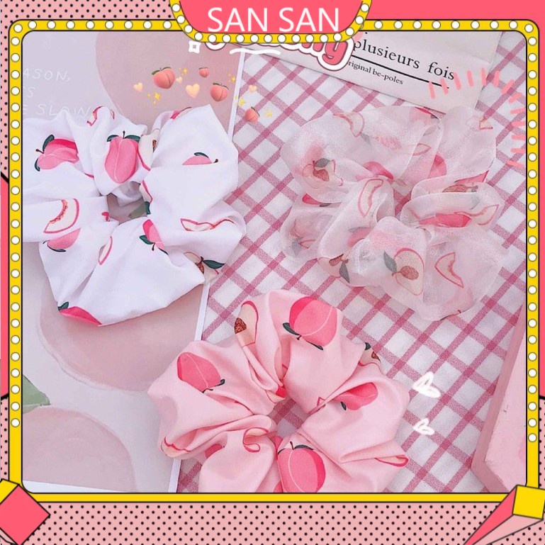 Cột Tóc Vải Scrunchies - Dây Buộc Tóc Scrunchies ( Trái Đào )