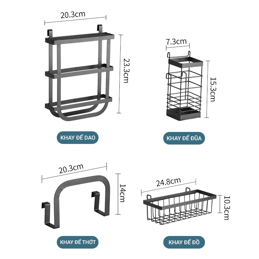 FREESHIP⚡️ Kệ Để Bát Đĩa Đa Năng Thông Minh - Giá Để Đồ Chén Đĩa Trên Bồn Rửa Bát Thép Carbon Sơn Đen Cao Cấp