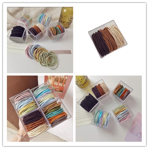 Set 50 Dây Cột Tóc Cao Su Co Giãn Màu Sắc Gradient Dành Cho Nữ Dây Buộc Tóc Cao Su Co Giãn Màu Trà Sữa Không Đau Màu Sắc Đơn Giản Dành Cho Bạn Nữ