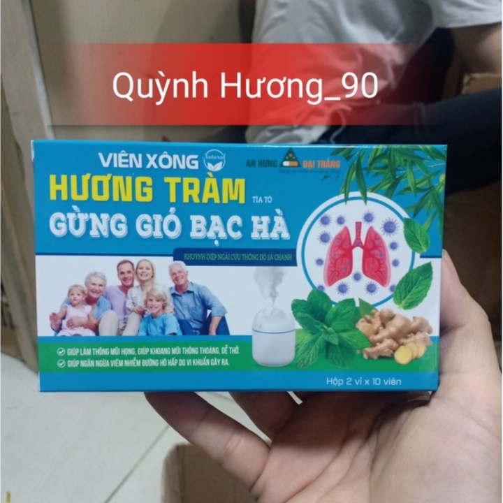 Viên xông Hương Tràm Gừng gió bạc hà Hộp 20 viên