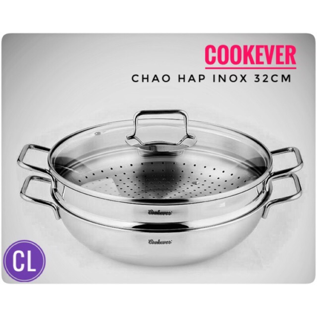 Chảo xào hấp Cookerver 32cm đúc liền