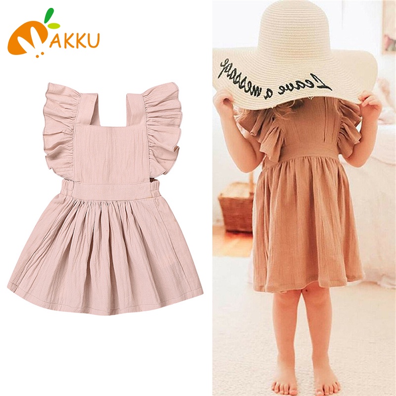 sling Dress Girl Váy babygirl Váy em bé Pink Princess trẻ em Sinh nhật Set Cute Korean Macaron Boutique AKKU