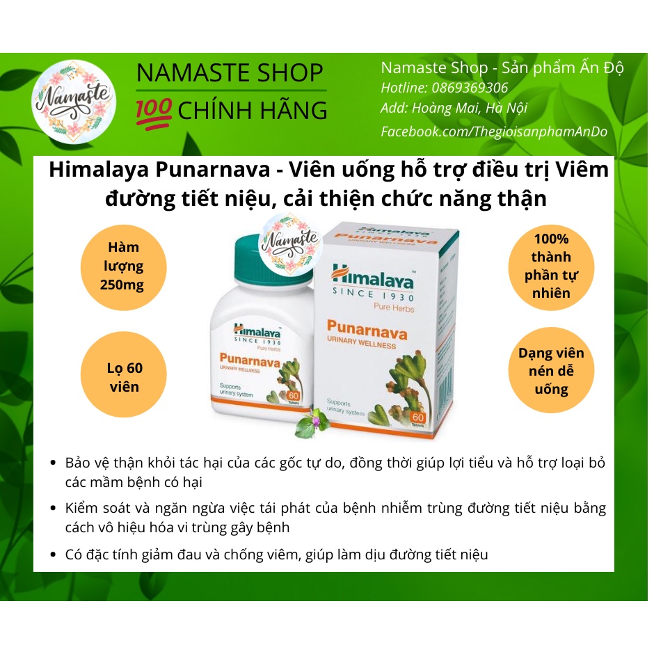 Himalaya Punarnava - Viên uống hỗ trợ đường tiết niệu, hỗ trợ chức năng thận