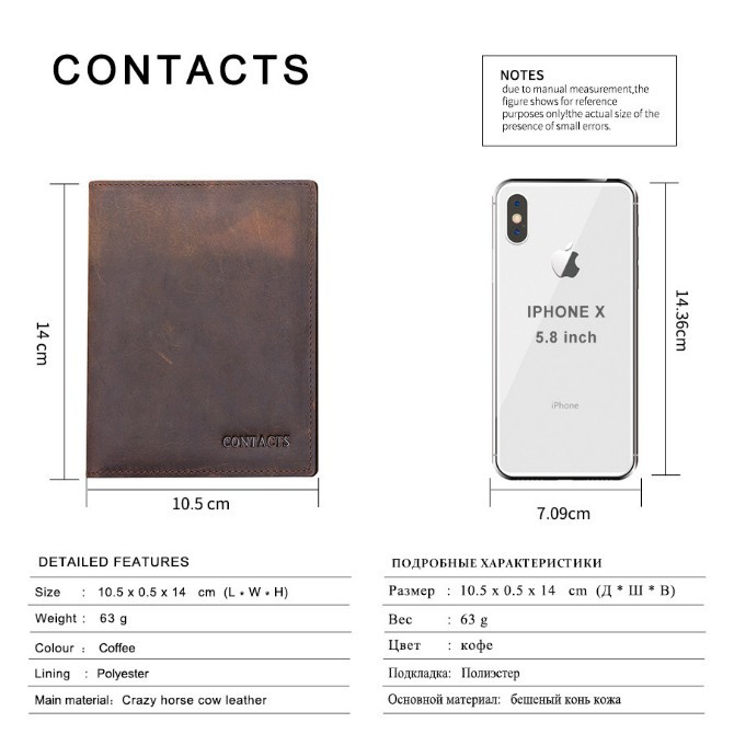 2020 Contacts Men Passport Genuine Leather AM1275 - BH 2 Năm - Bóp Ví Đứng Hộ Chiếu Da Bò - Made in HongKong - NAM NỮ I