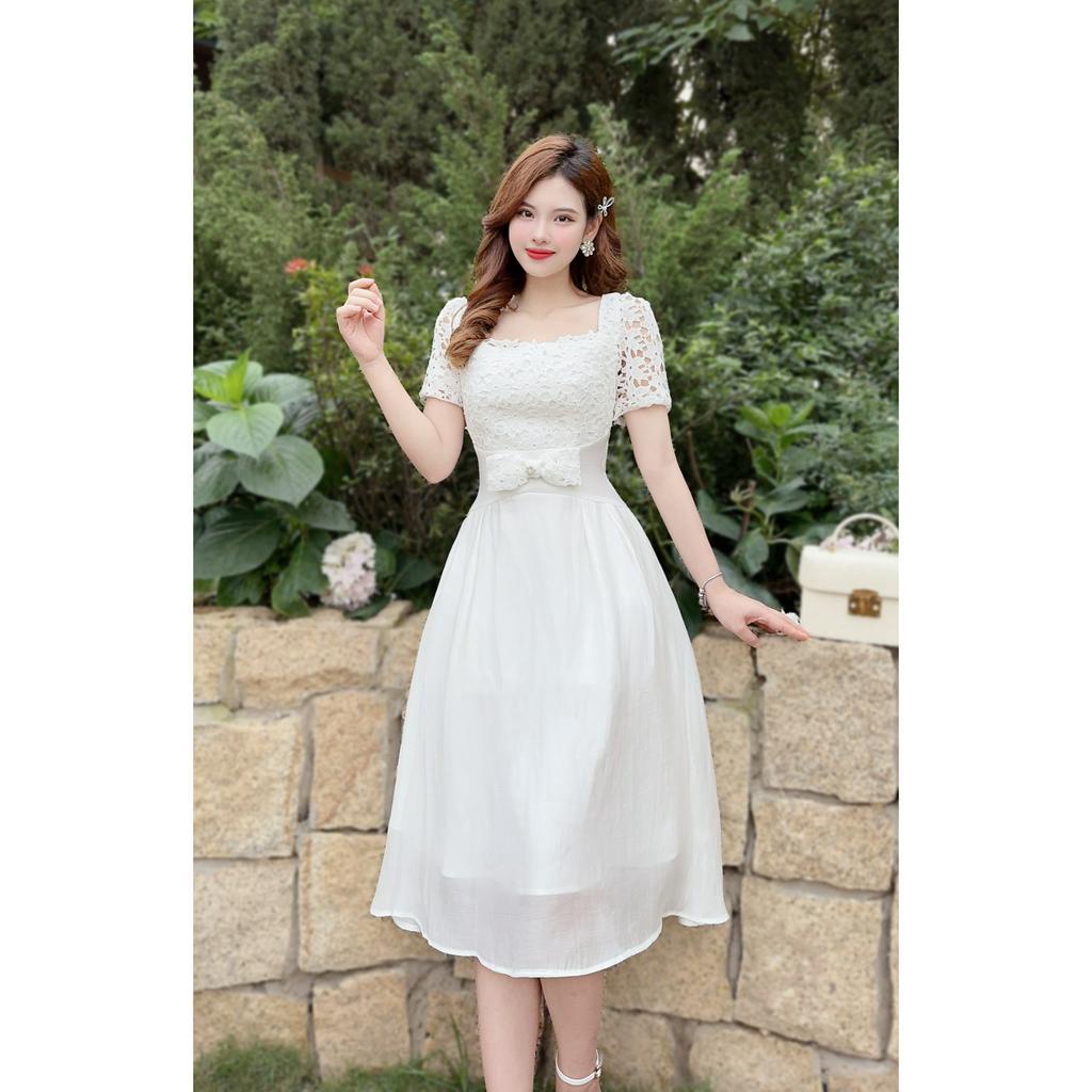 Váy ren phối tơ crep vừa sang vừa xinh- v274