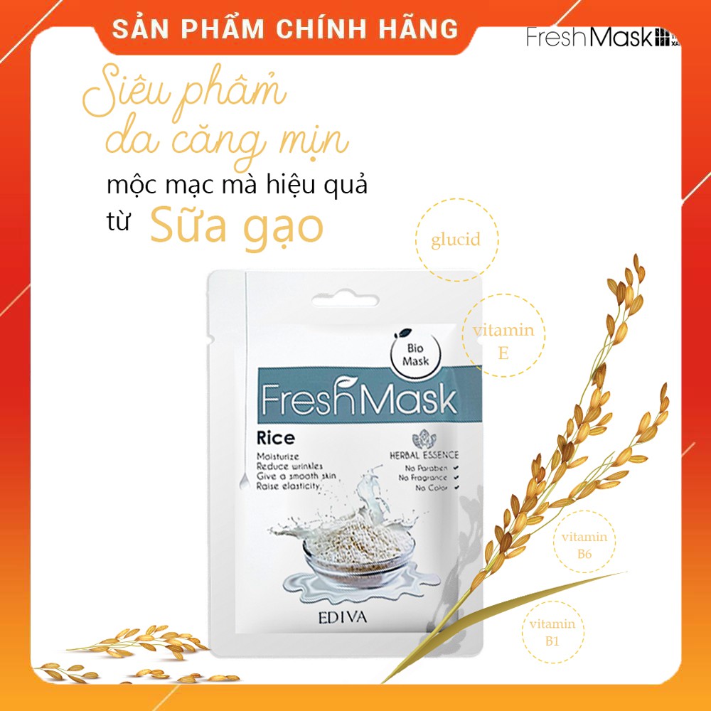 Mặt Nạ Sinh Học Fresh Mask Tinh Chất Sữa Gạo Và Tinh Dầu Bưởi Hộp 3 Miếng