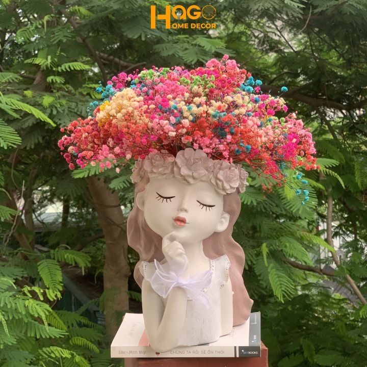 Lọ hoa, bình hoa cô gái thiên thần cắm sẵn hoa baby khô và nhiều mẫu hoa xinh xắn