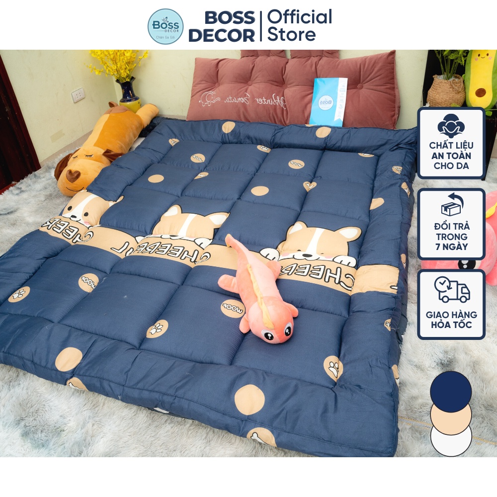 Nệm topper BOSS DECOR tấm làm mềm đệm cotton hàn quốc phong cách khách sạn tiện nghi