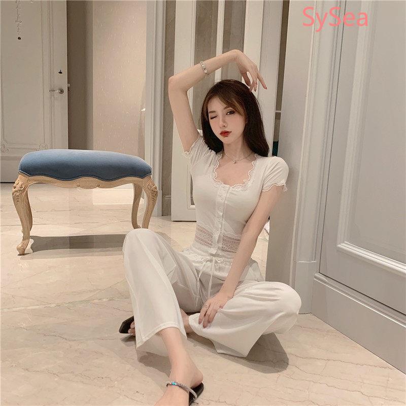 Áo Dệt Kim Phối Ren Thời Trang Mùa Hè Quyến Rũ Cho Nữ