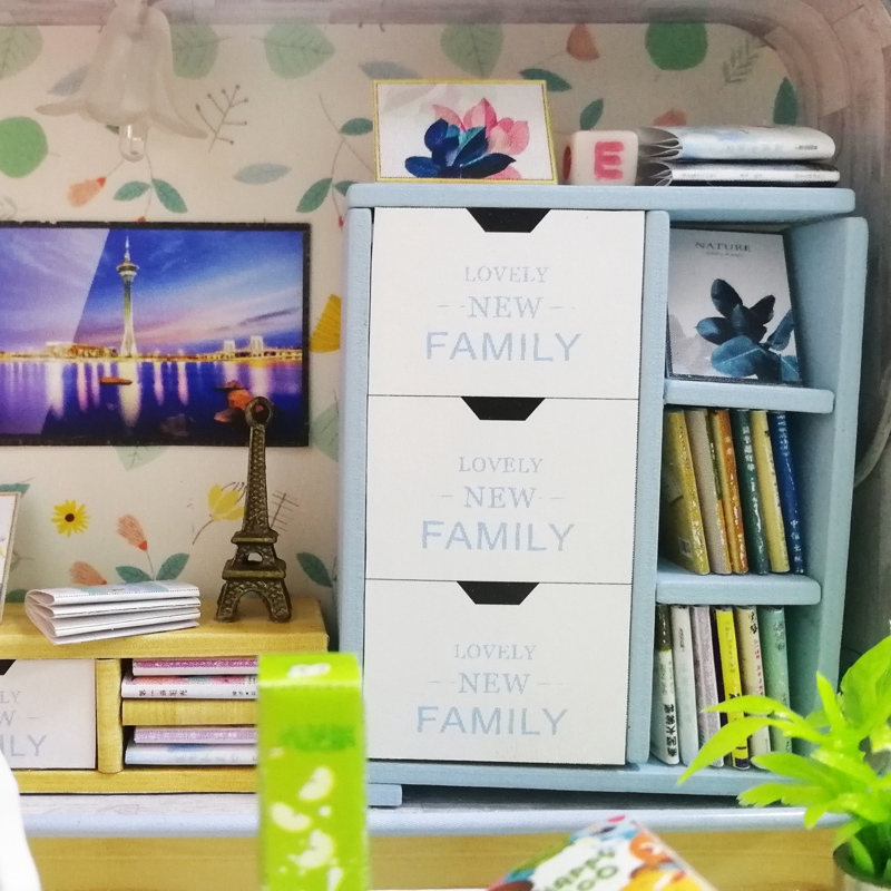 bộ mô hình DIY đồ chơi trang trí thủ công có nội thất, mô hình nhà hát hạnh phúc mini thu nhỏ