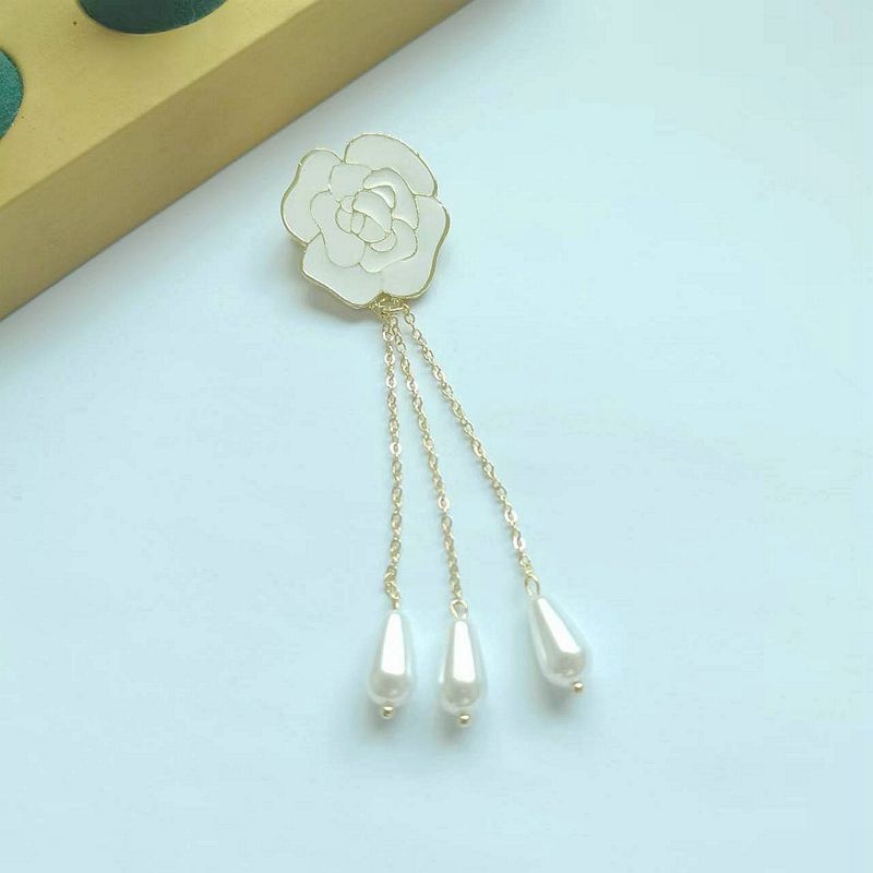 Ghim Cài Áo Hình Hoa Hồng Đính Ngọc Trai Nhân Tạo Thời Trang