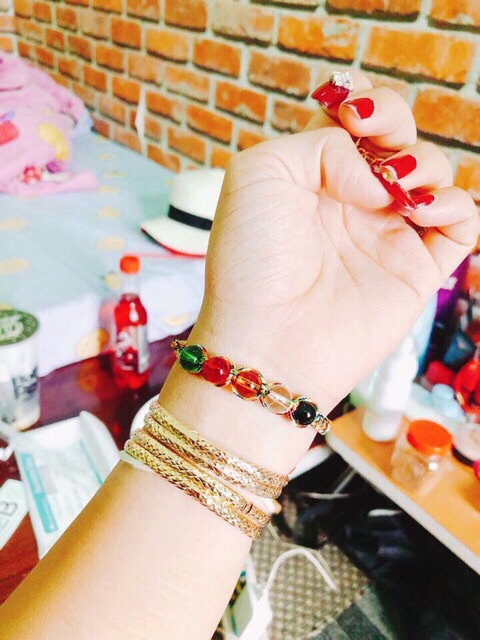 Vòng Chỉ Ngũ Sắc Kết Hợp 5 Hạt Màu