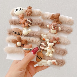 Dây cột tóc, kẹp tóc hàn quốc dễ thương nhiều mầu thiết kế viên lông êm mịn dễ thương với nhiều hình thú lẻ 1 cái