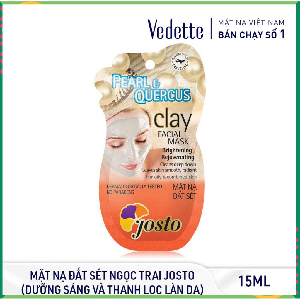 ❇️ Mặt Nạ Đất Sét Trắng Và Ngọc Trai JOSTO 15ml - DƯỠNG SÁNG & TRẺ HÓA LÀN DA - TPM034